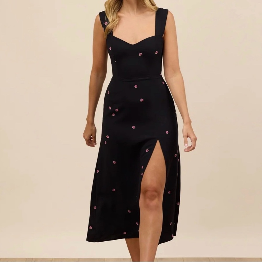 Park & Fifth Black Midi Dress with Pink Accents